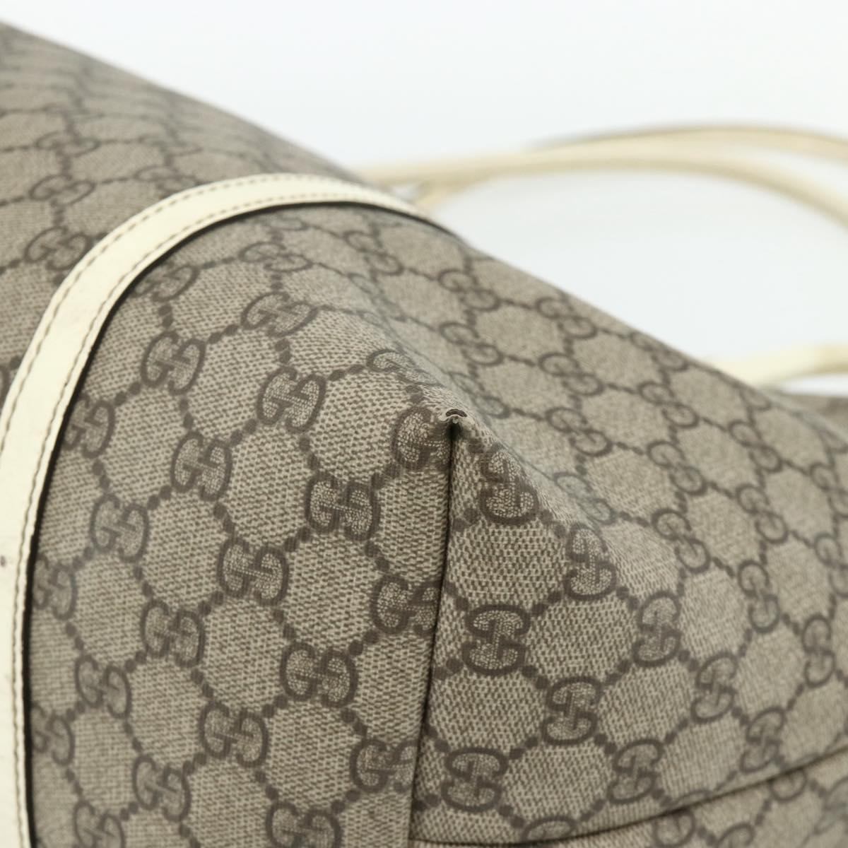 GUCCI GG Supreme Tote Bag PVC Beige Silver 197954 Auth 178317