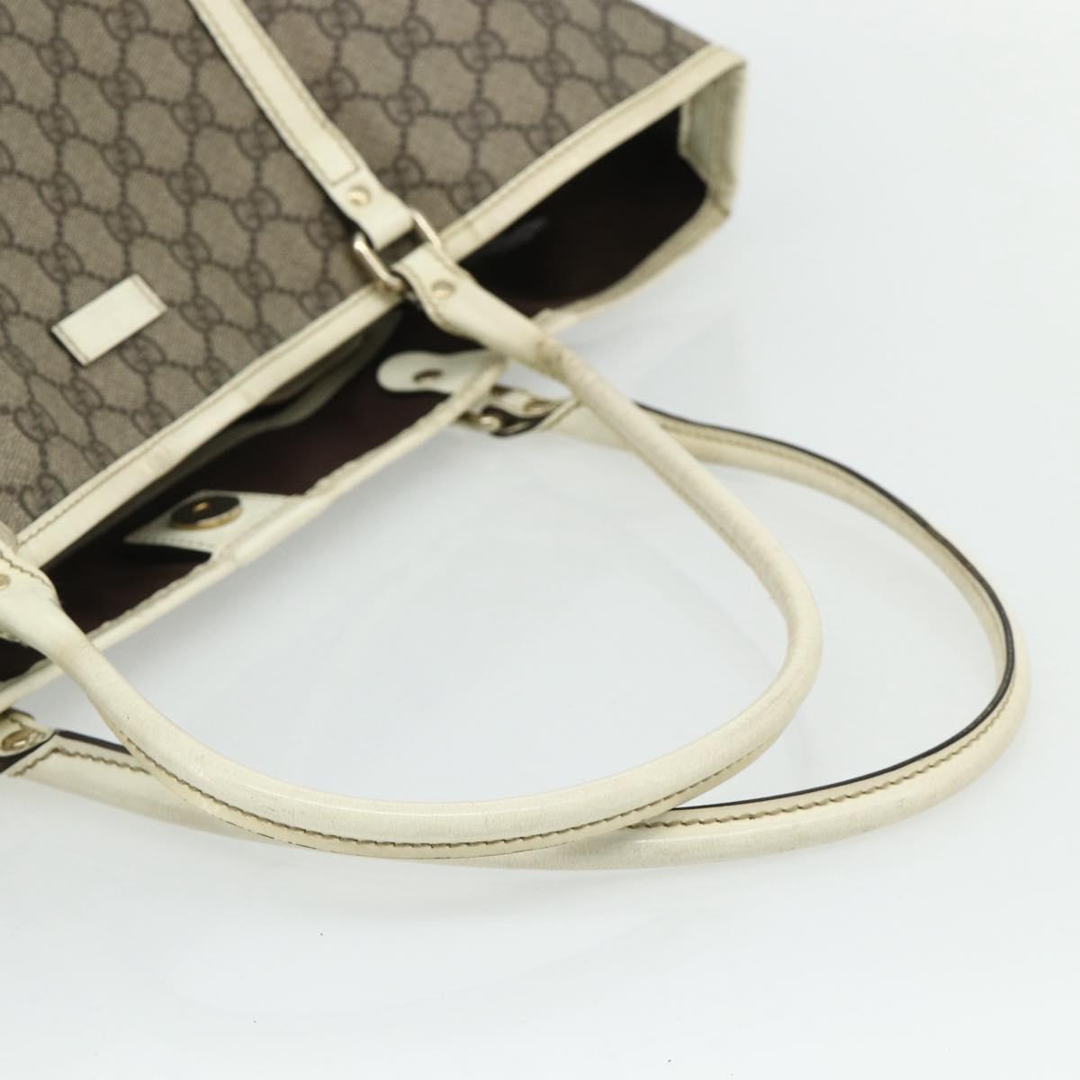 GUCCI GG Supreme Tote Bag PVC Beige Silver 197954 Auth 178317