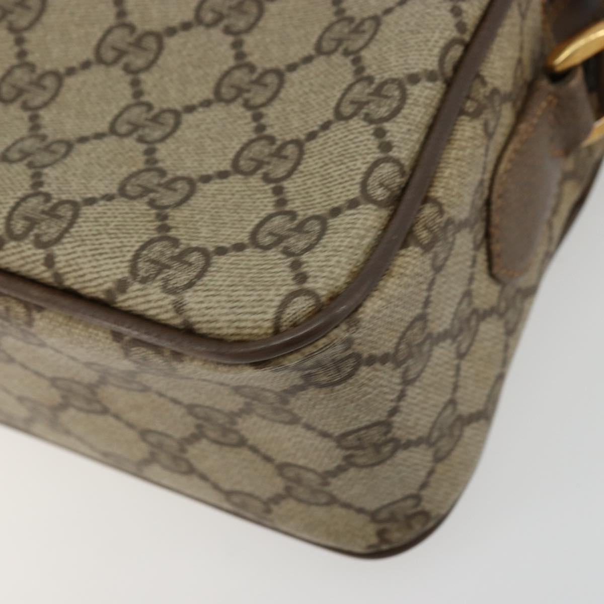 GUCCI GG Supreme Web Sherry Line Bag PVC Beige Gold 93 02 049 Auth 178321