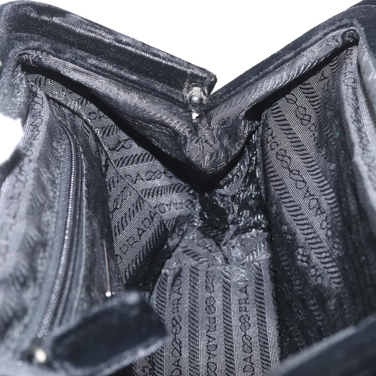 PRADA Hand Bag Velor Black Auth 178324
