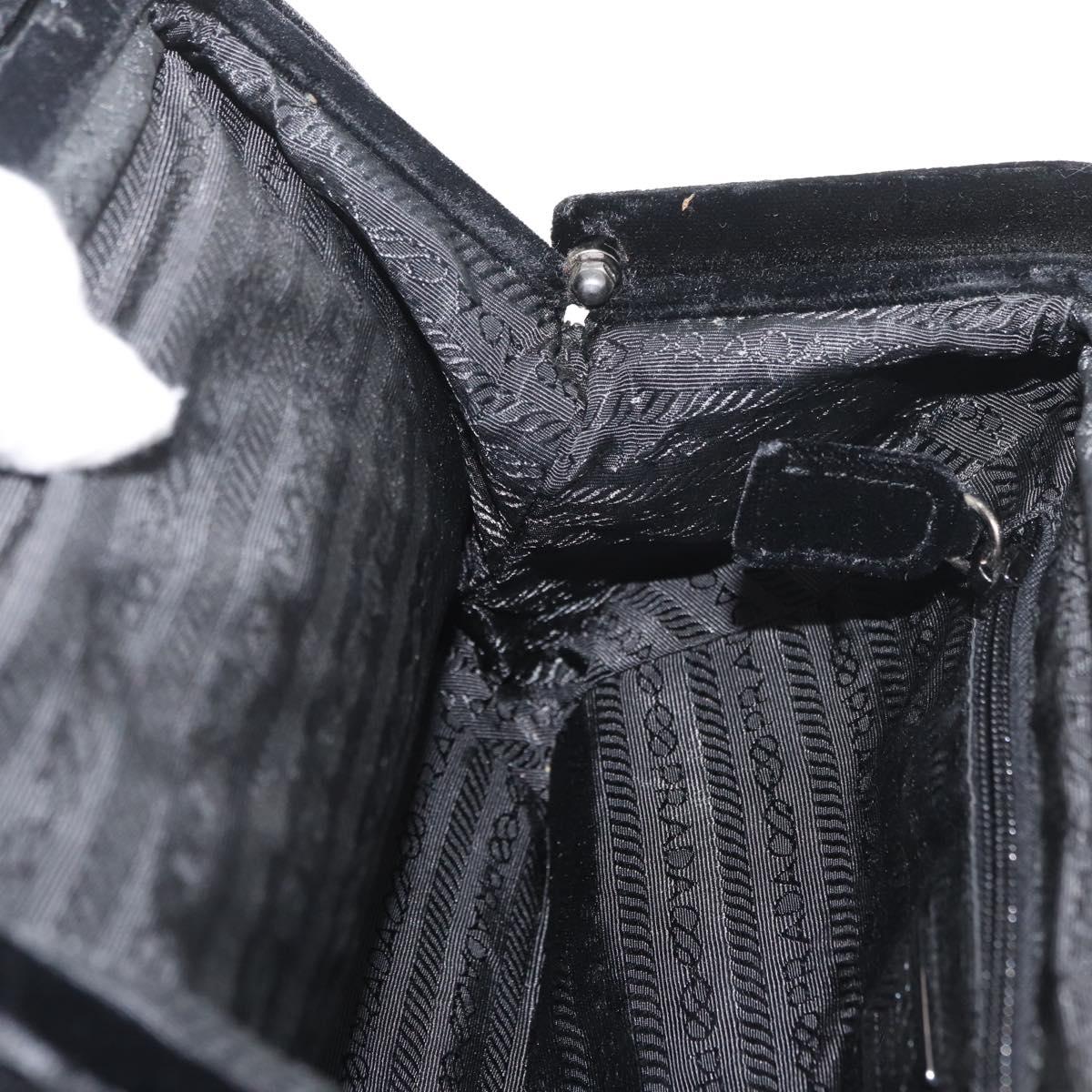 PRADA Hand Bag Velor Black Auth 178324