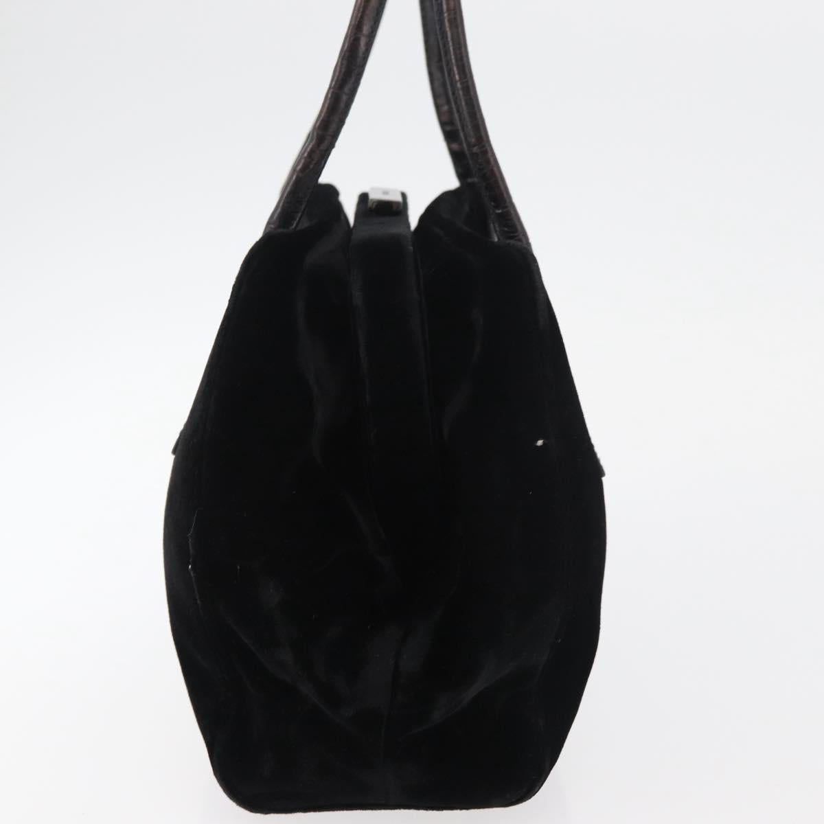 PRADA Hand Bag Velor Black Auth 178324