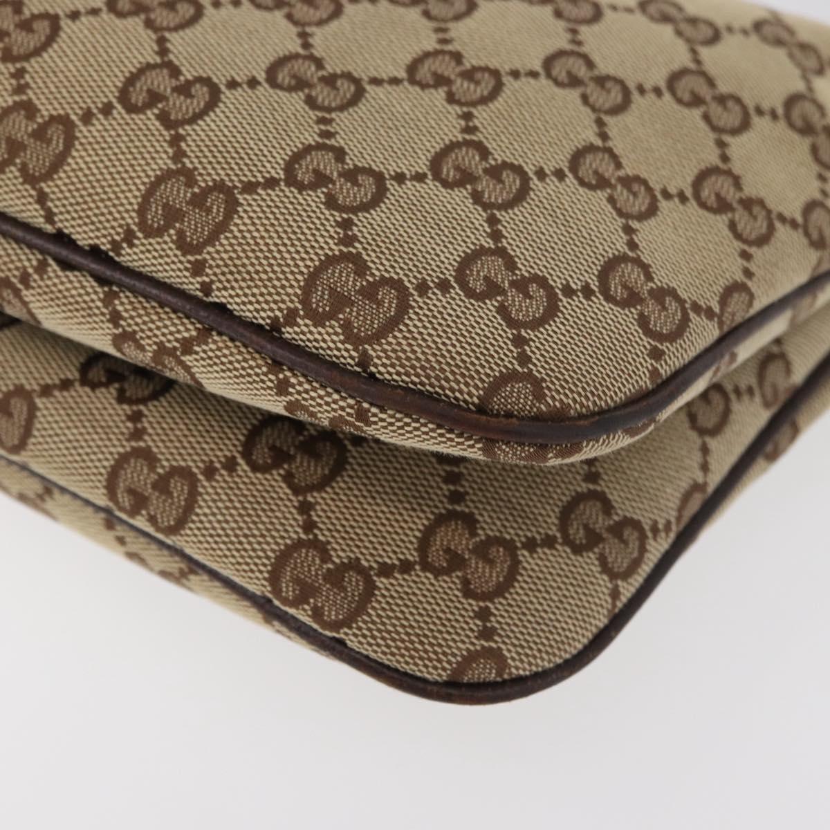 GUCCI GG Canvas Web Sherry Line Shoulder Bag Beige Silver 145812 Auth 178330A