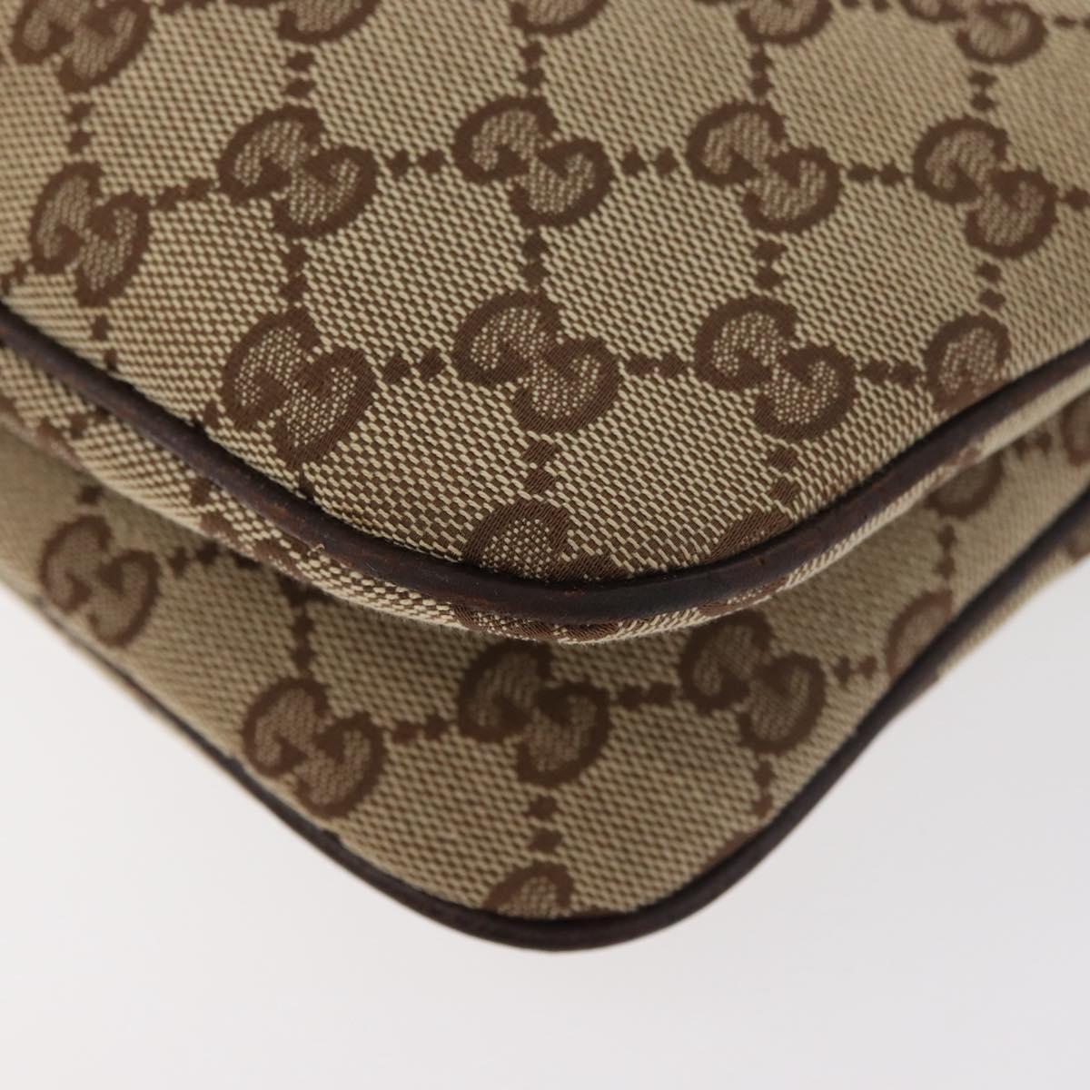 GUCCI GG Canvas Web Sherry Line Shoulder Bag Beige Silver 145812 Auth 178330A