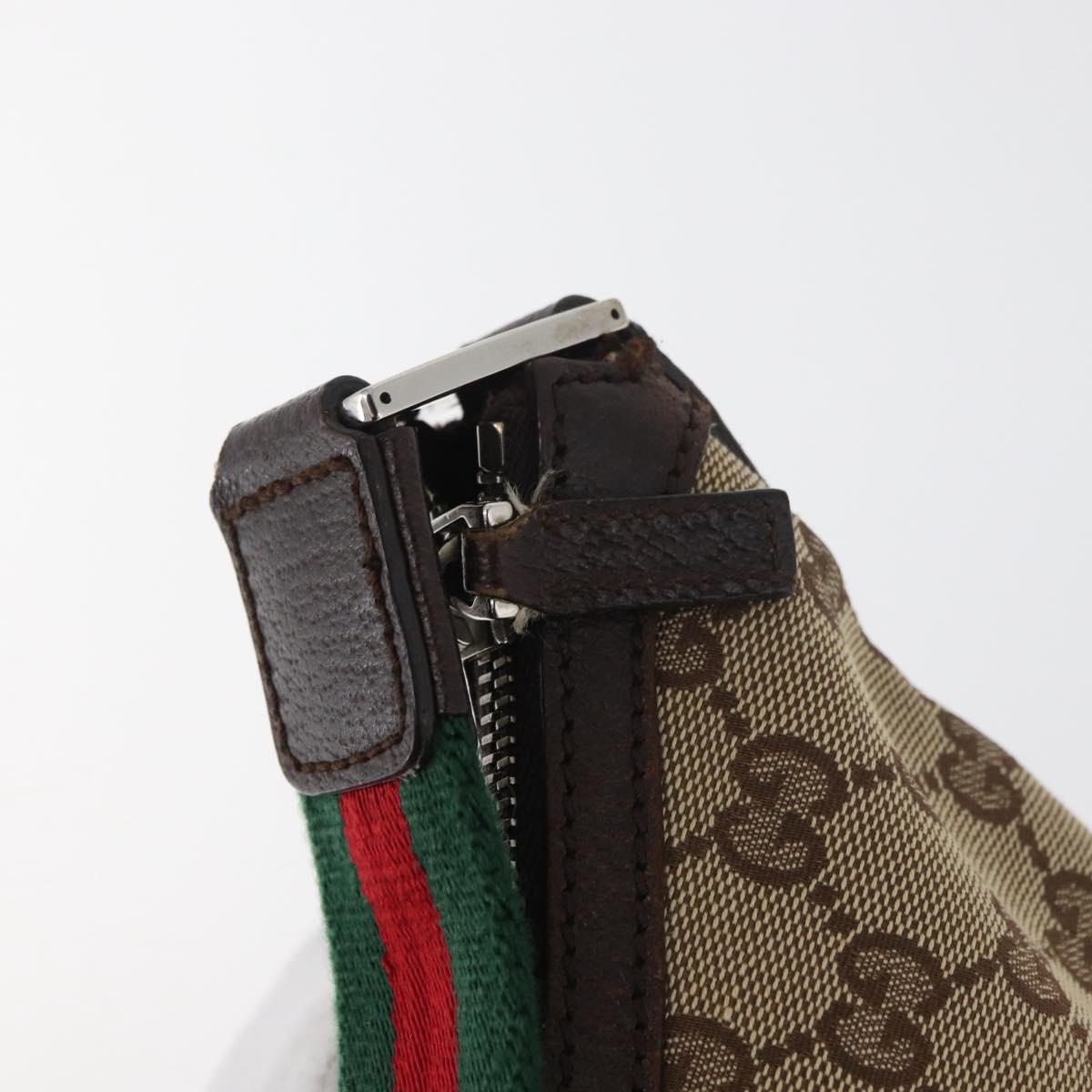 GUCCI GG Canvas Web Sherry Line Shoulder Bag Beige Silver 145812 Auth 178330A
