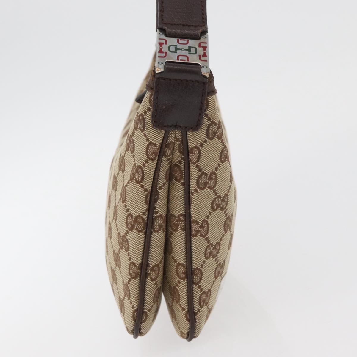 GUCCI GG Canvas Web Sherry Line Shoulder Bag Beige Silver 145812 Auth 178330A
