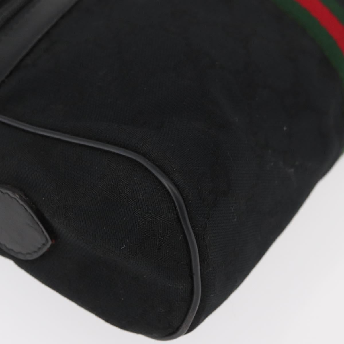 GUCCI GG Canvas Web Sherry Line Shoulder Bag Black Gold 001 4071 5 Auth 178333A
