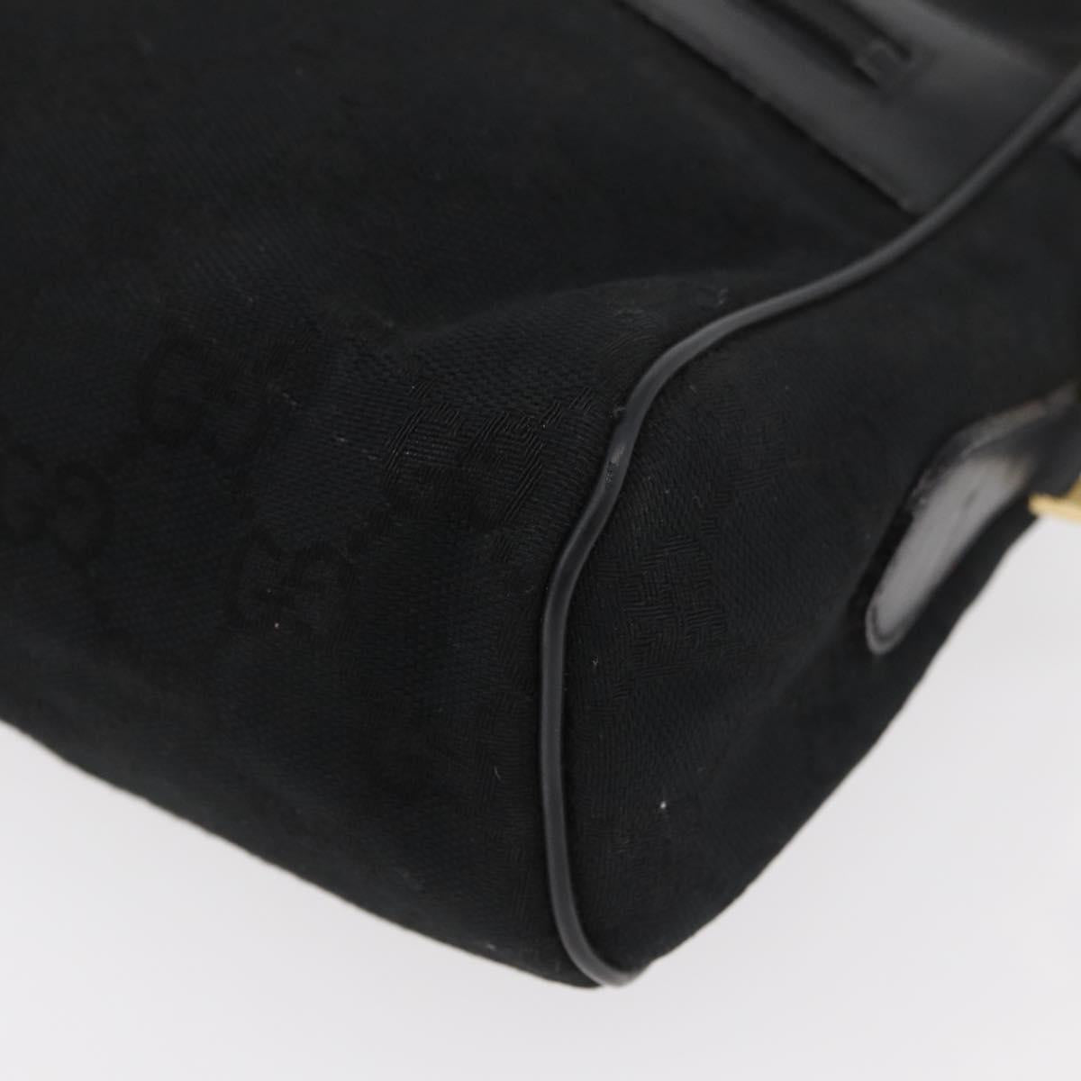 GUCCI GG Canvas Web Sherry Line Shoulder Bag Black Gold 001 4071 5 Auth 178333A