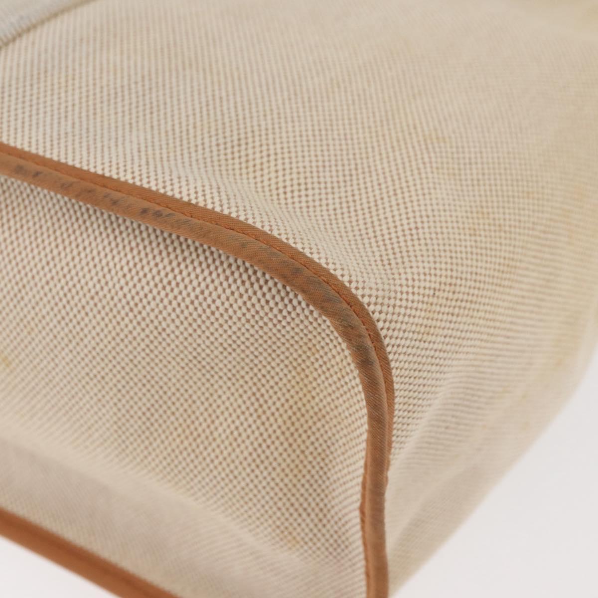 HERMES Cava Elan Shoulder Bag Canvas Leather Beige Brown Silver Auth 178335