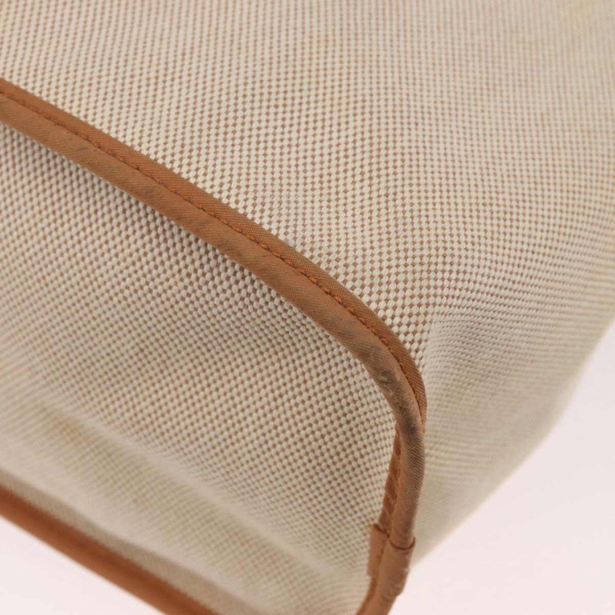 HERMES Cava Elan Shoulder Bag Canvas Leather Beige Brown Silver Auth 178335