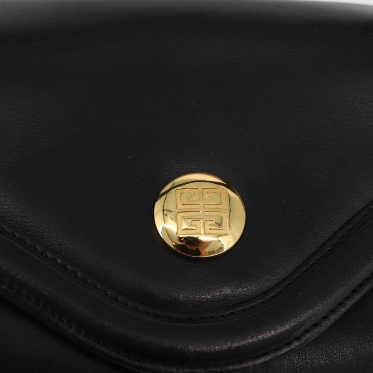GIVENCHY Hand Bag Leather Black Gold Auth 178337A