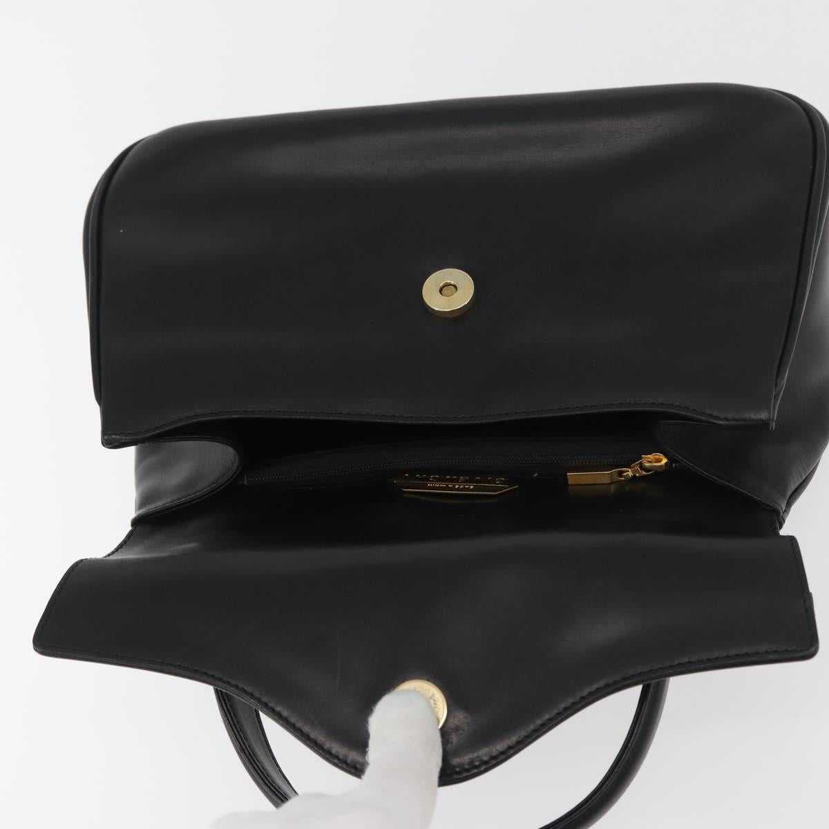 GIVENCHY Hand Bag Leather Black Gold Auth 178337A