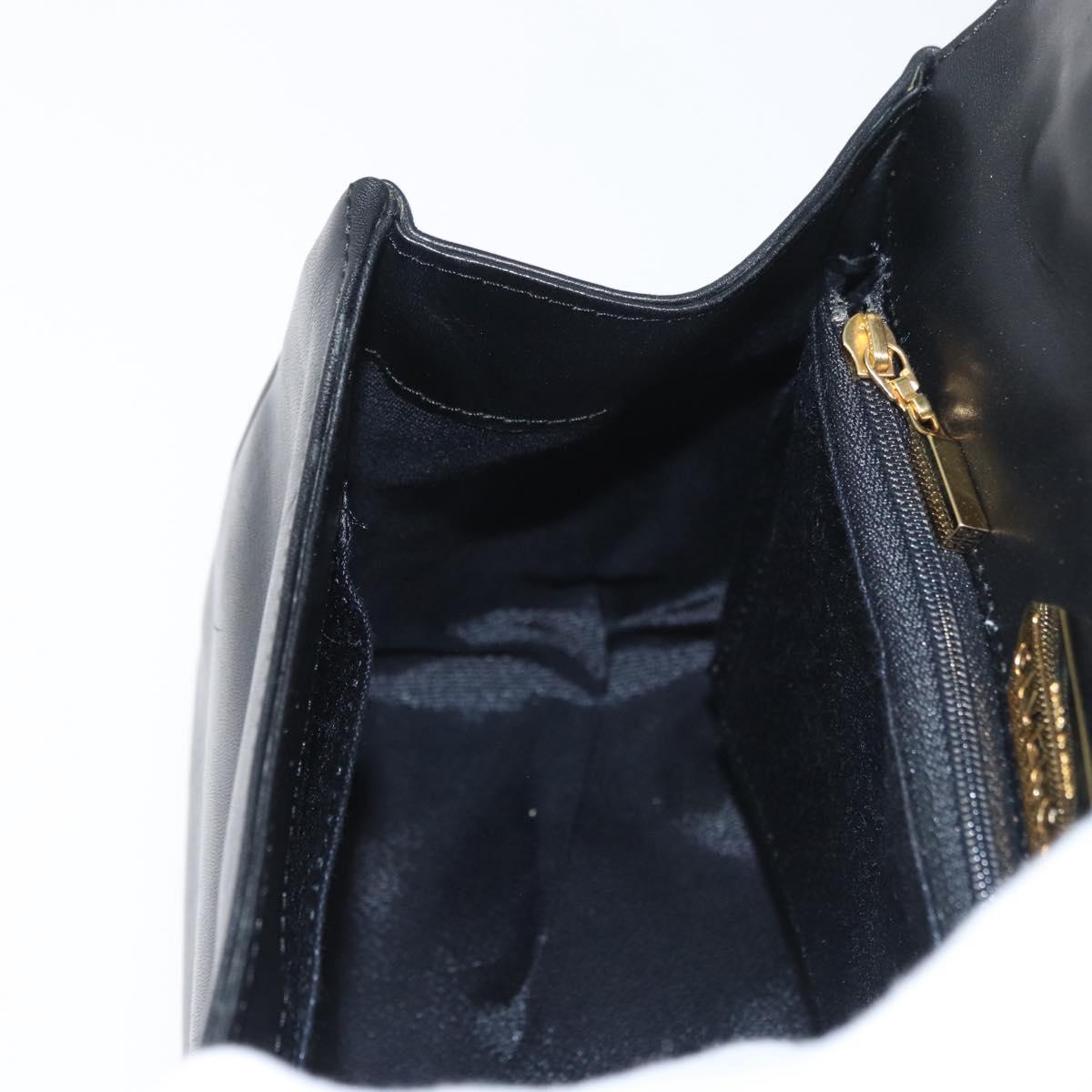 GIVENCHY Hand Bag Leather Black Gold Auth 178337A