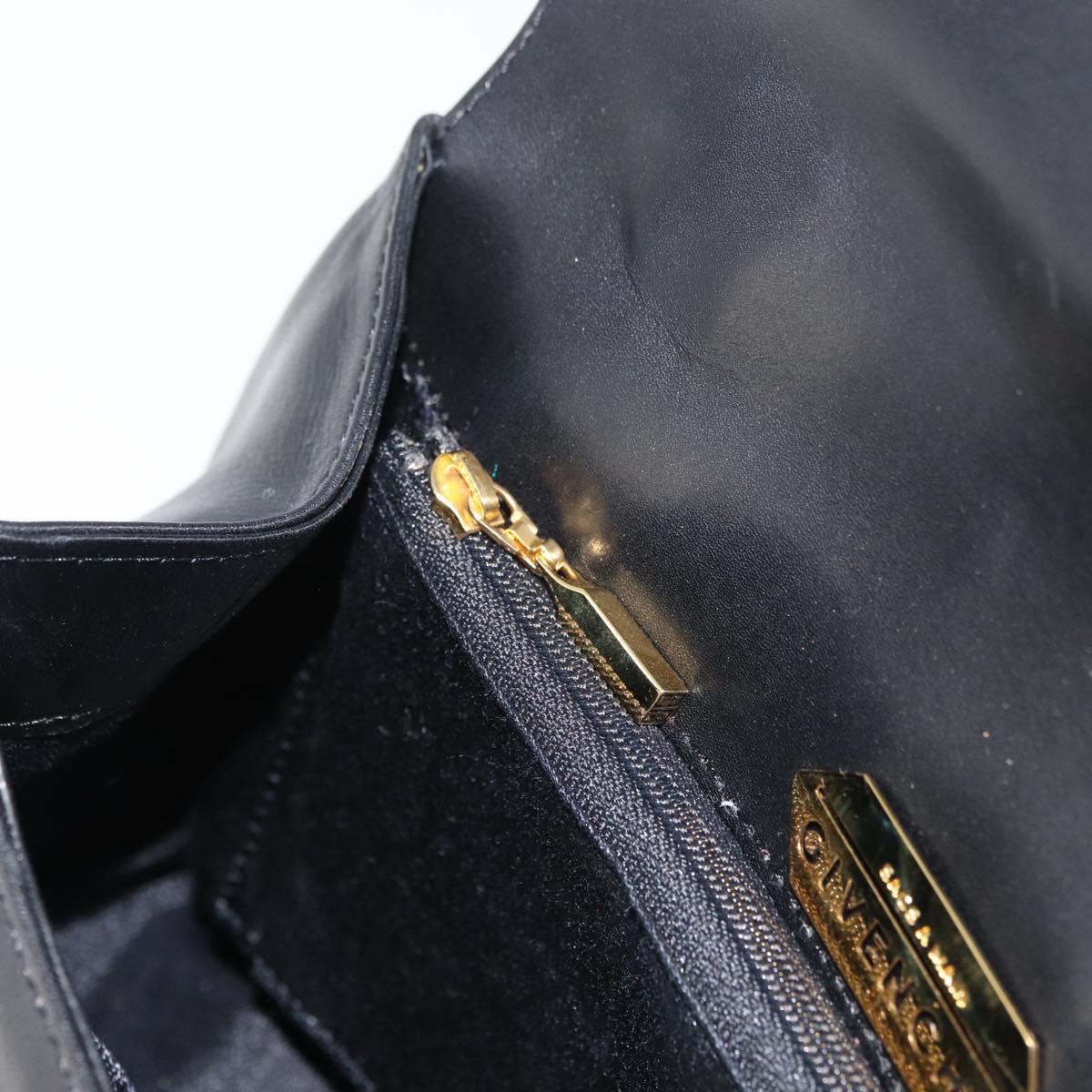 GIVENCHY Hand Bag Leather Black Gold Auth 178337A