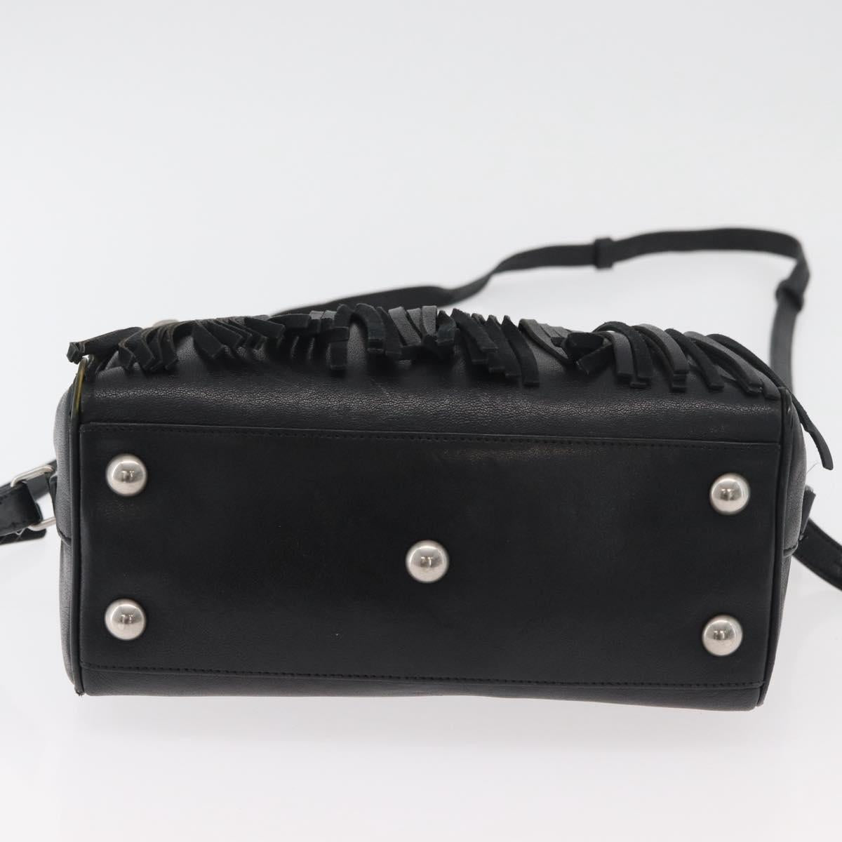 SAINT LAURENT Baby Duffel Hand Bag Leather 2way Black Silver Auth 178338