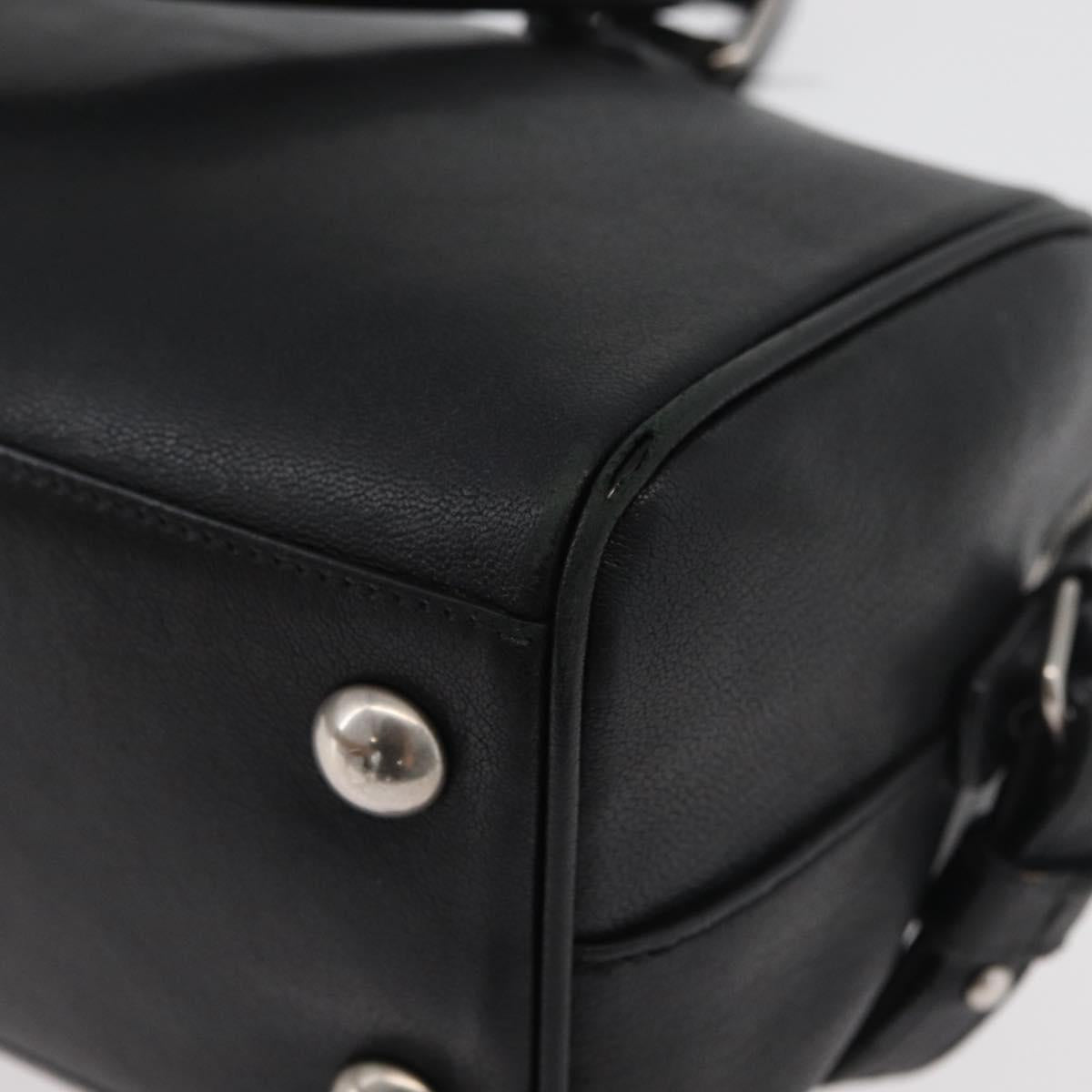 SAINT LAURENT Baby Duffel Hand Bag Leather 2way Black Silver Auth 178338