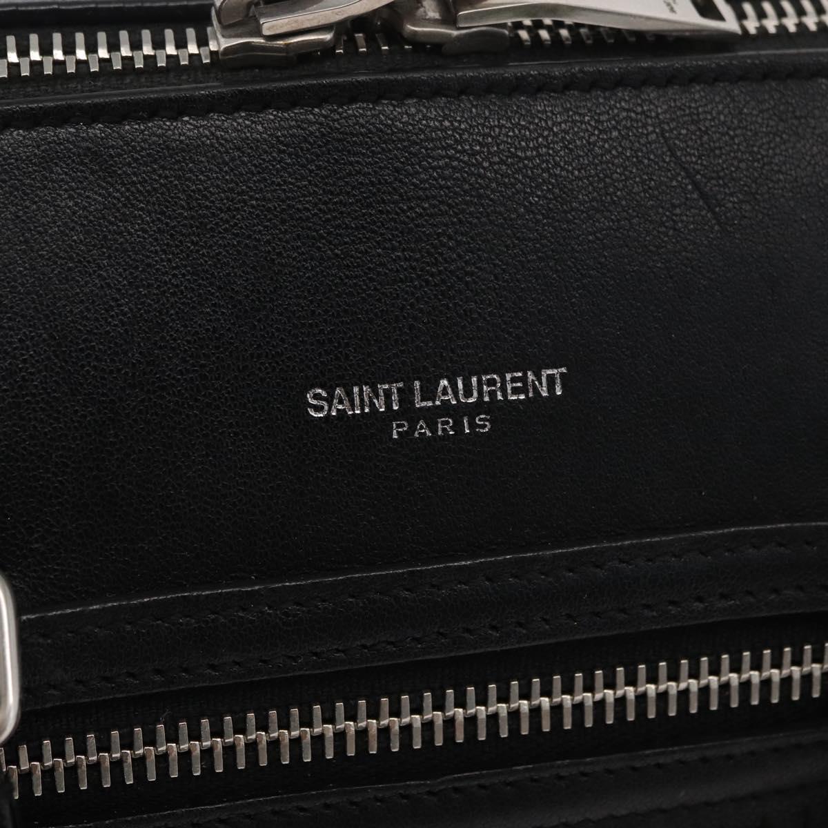 SAINT LAURENT Baby Duffel Hand Bag Leather 2way Black Silver Auth 178338