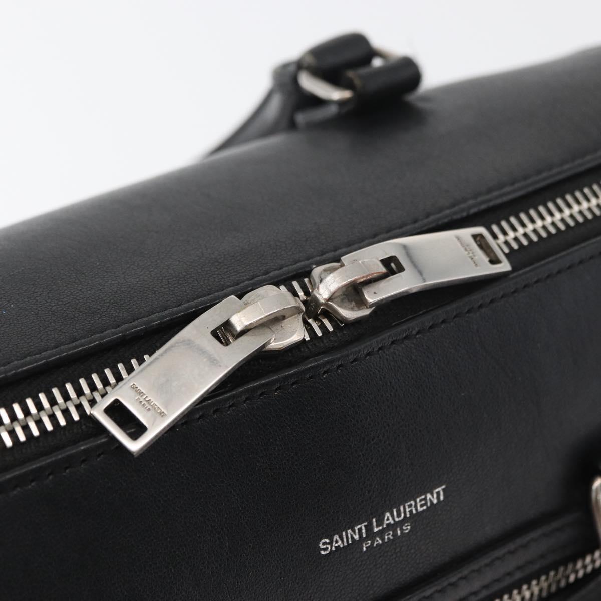 SAINT LAURENT Baby Duffel Hand Bag Leather 2way Black Silver Auth 178338