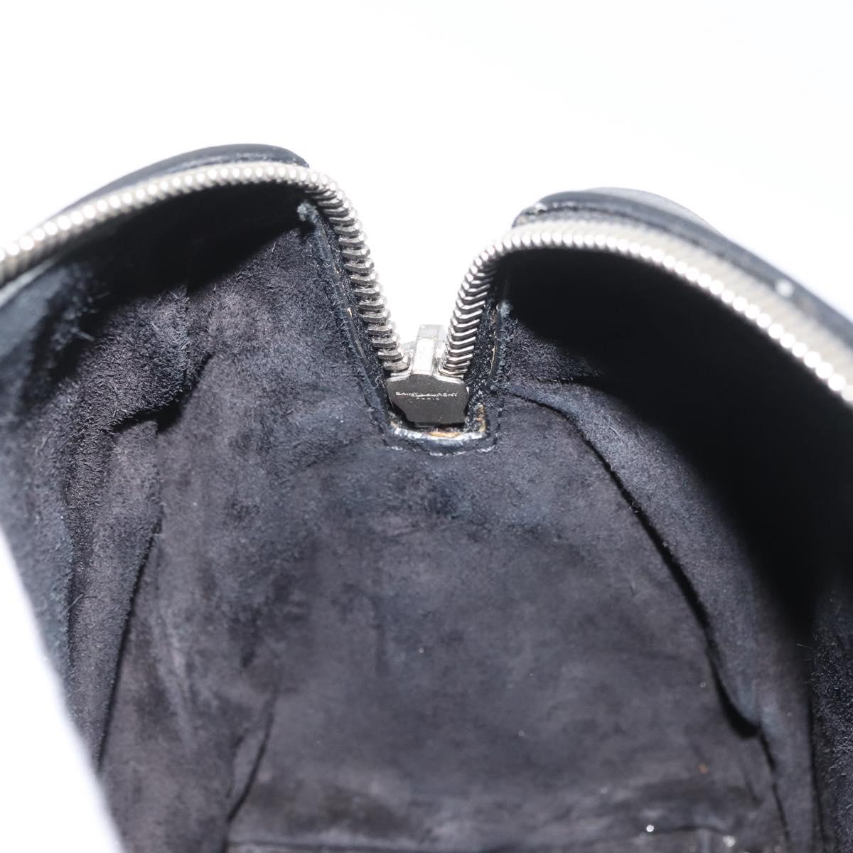 SAINT LAURENT Baby Duffel Hand Bag Leather 2way Black Silver Auth 178338