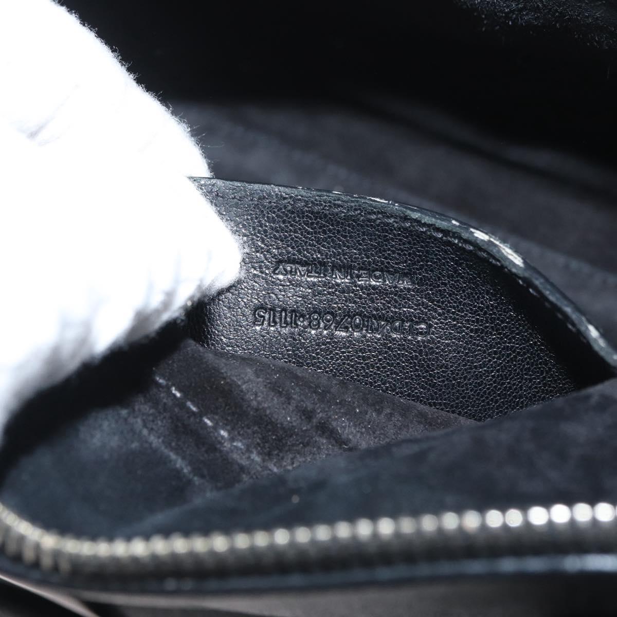 SAINT LAURENT Baby Duffel Hand Bag Leather 2way Black Silver Auth 178338