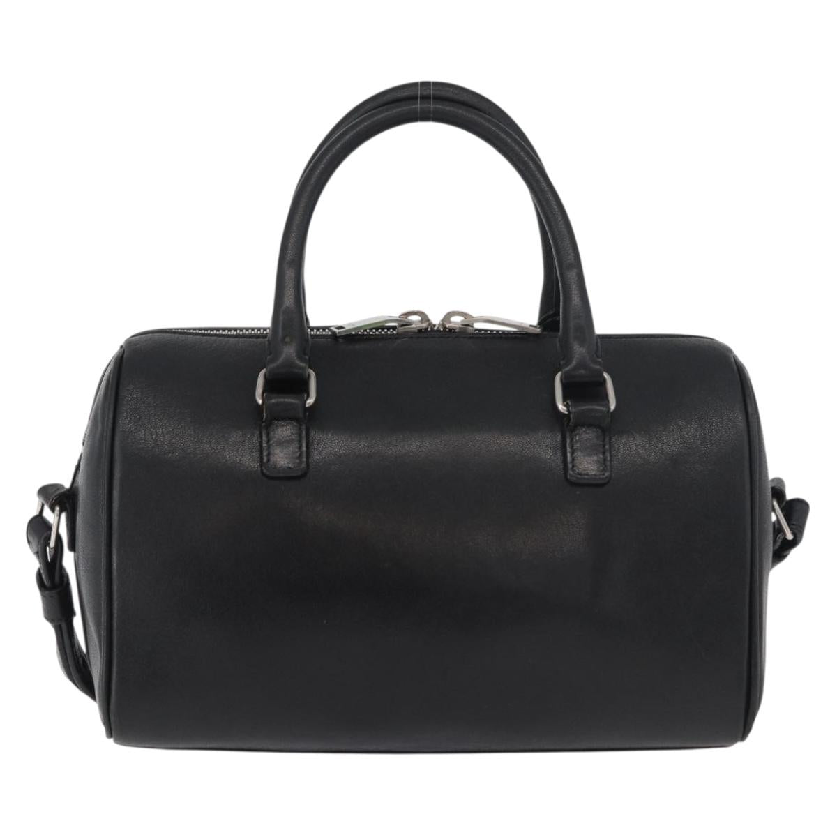 SAINT LAURENT Baby Duffel Hand Bag Leather 2way Black Silver Auth 178338