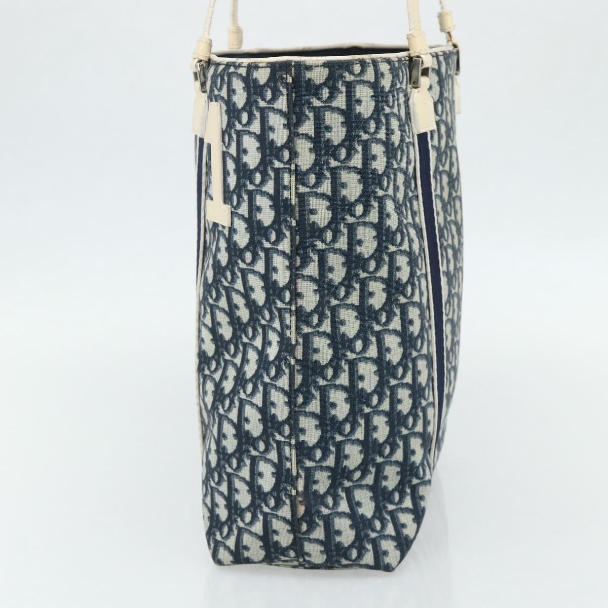Christian Dior Trotter Canvas Tote Bag PVC Navy Silver Auth 178339