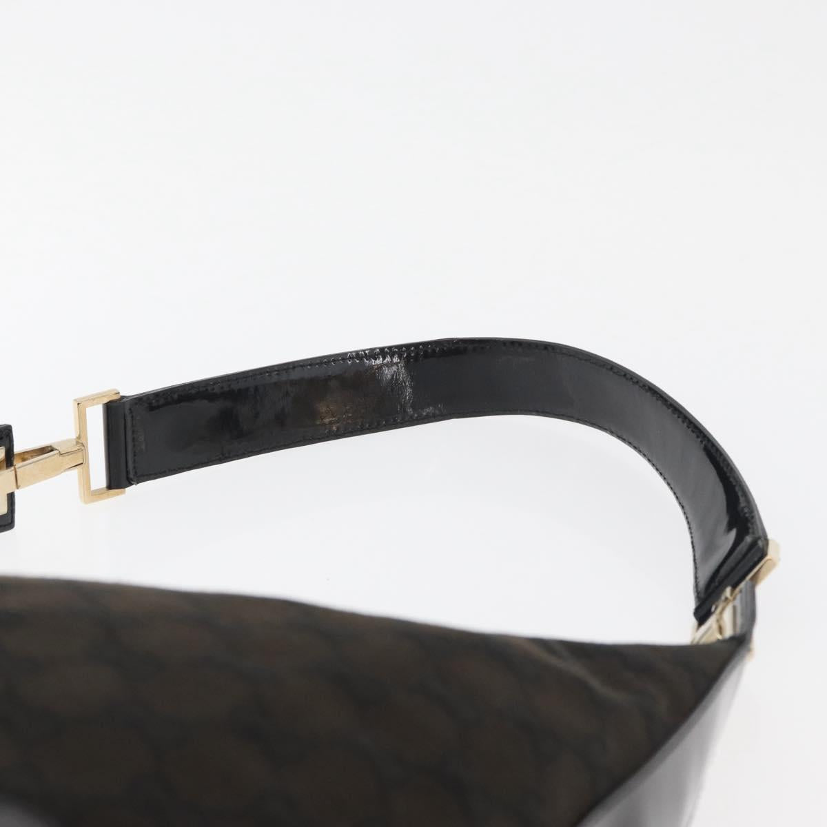 GUCCI GG Canvas Shoulder Bag Black Gold 001 4204 3444 Auth 178366A