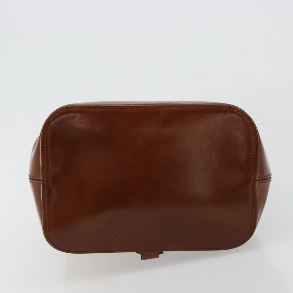 CARTIER PANTHERE Shoulder Bag Patent leather Brown Silver Auth 178367