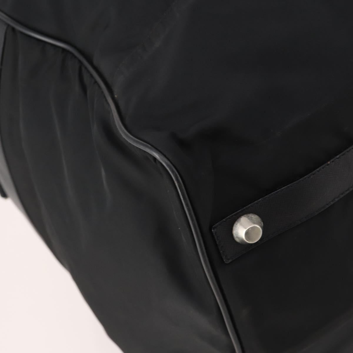 PRADA Boston Bag Nylon 2way Black Silver Auth 178374