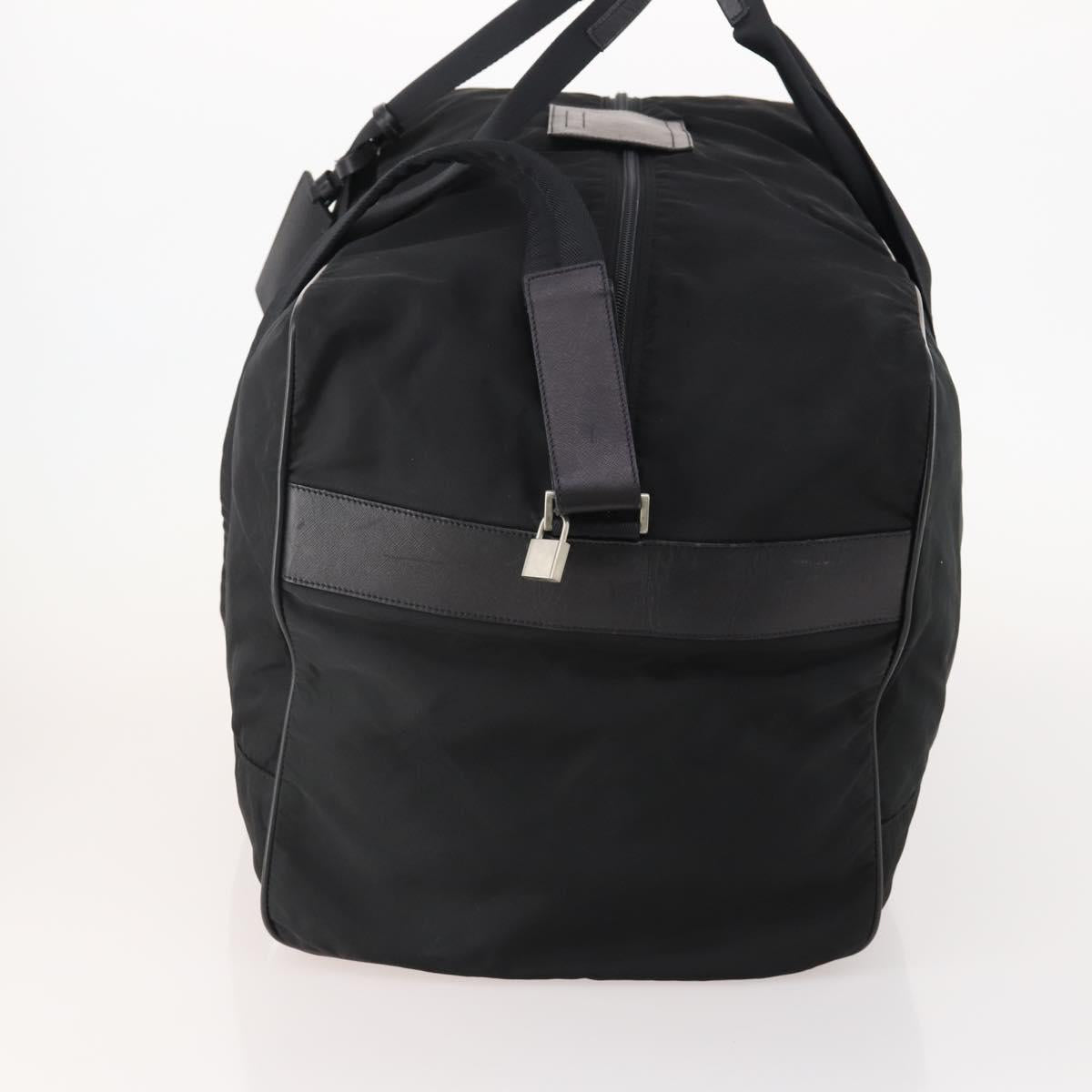 PRADA Boston Bag Nylon 2way Black Silver Auth 178374