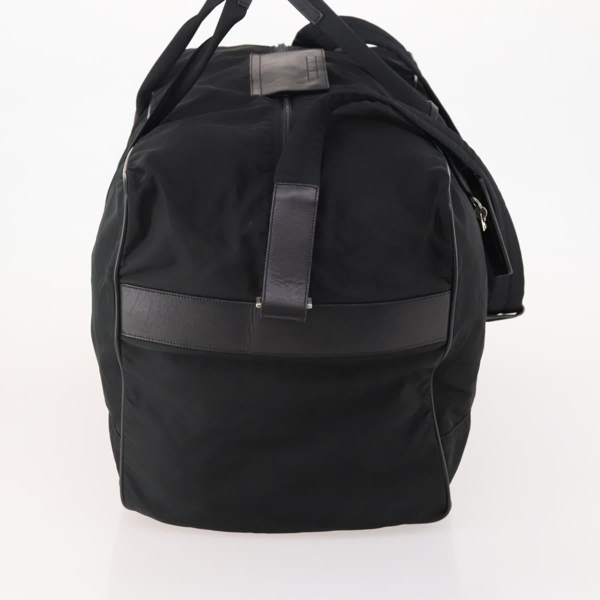 PRADA Boston Bag Nylon 2way Black Silver Auth 178374