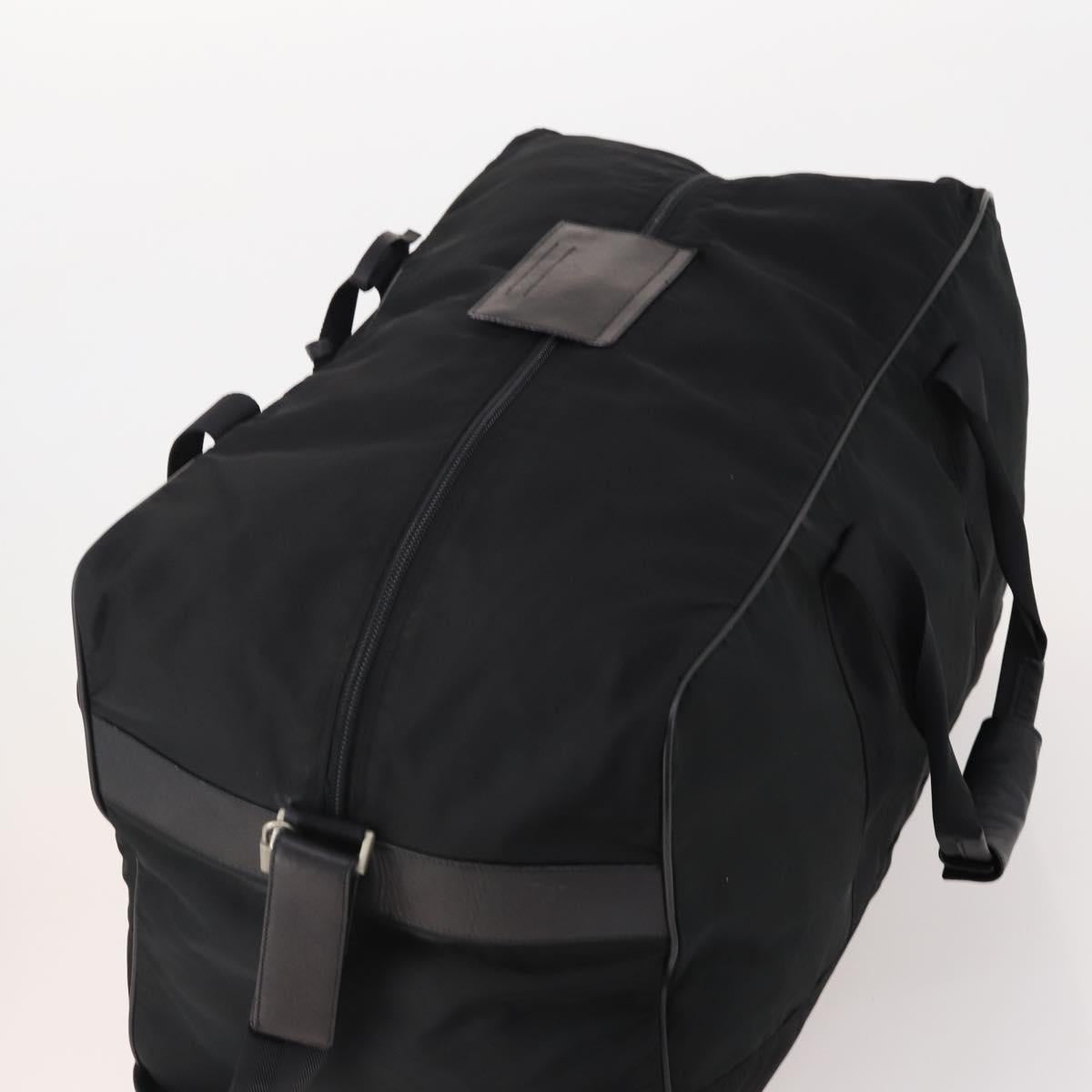 PRADA Boston Bag Nylon 2way Black Silver Auth 178374
