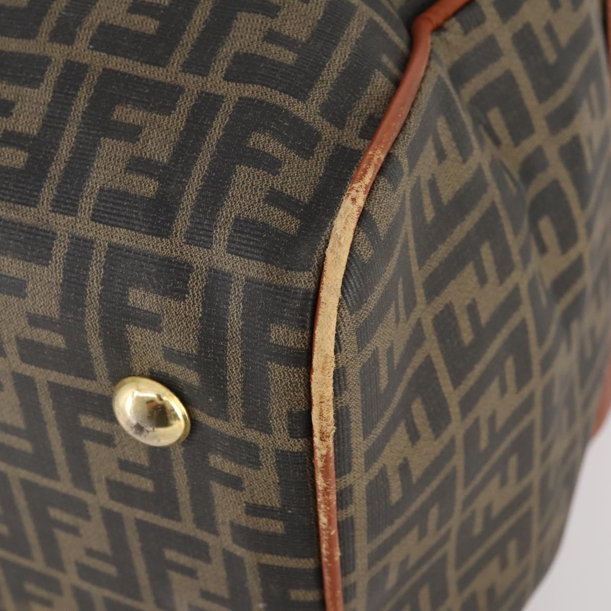 FENDI Zucca Canvas Boston Bag PVC Black Brown Auth 178375