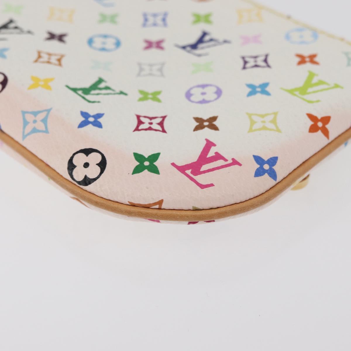 LOUIS VUITTON Monogram Multicolor Pochette MM Pouch White M60028 LV Auth 178378A