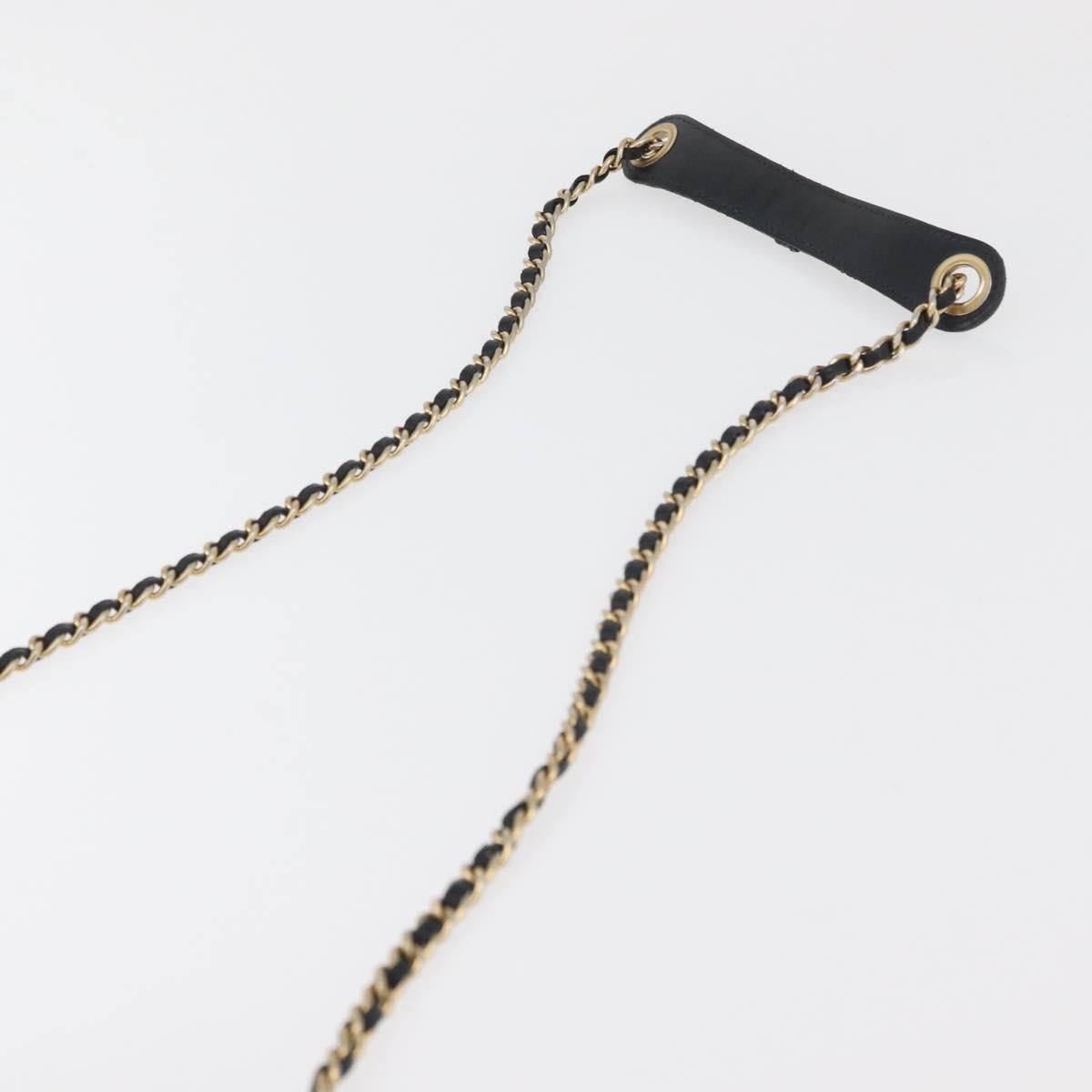 CHANEL Matelasse Chain Shoulder Bag Lamb Skin Black Gold CC Auth 178381A