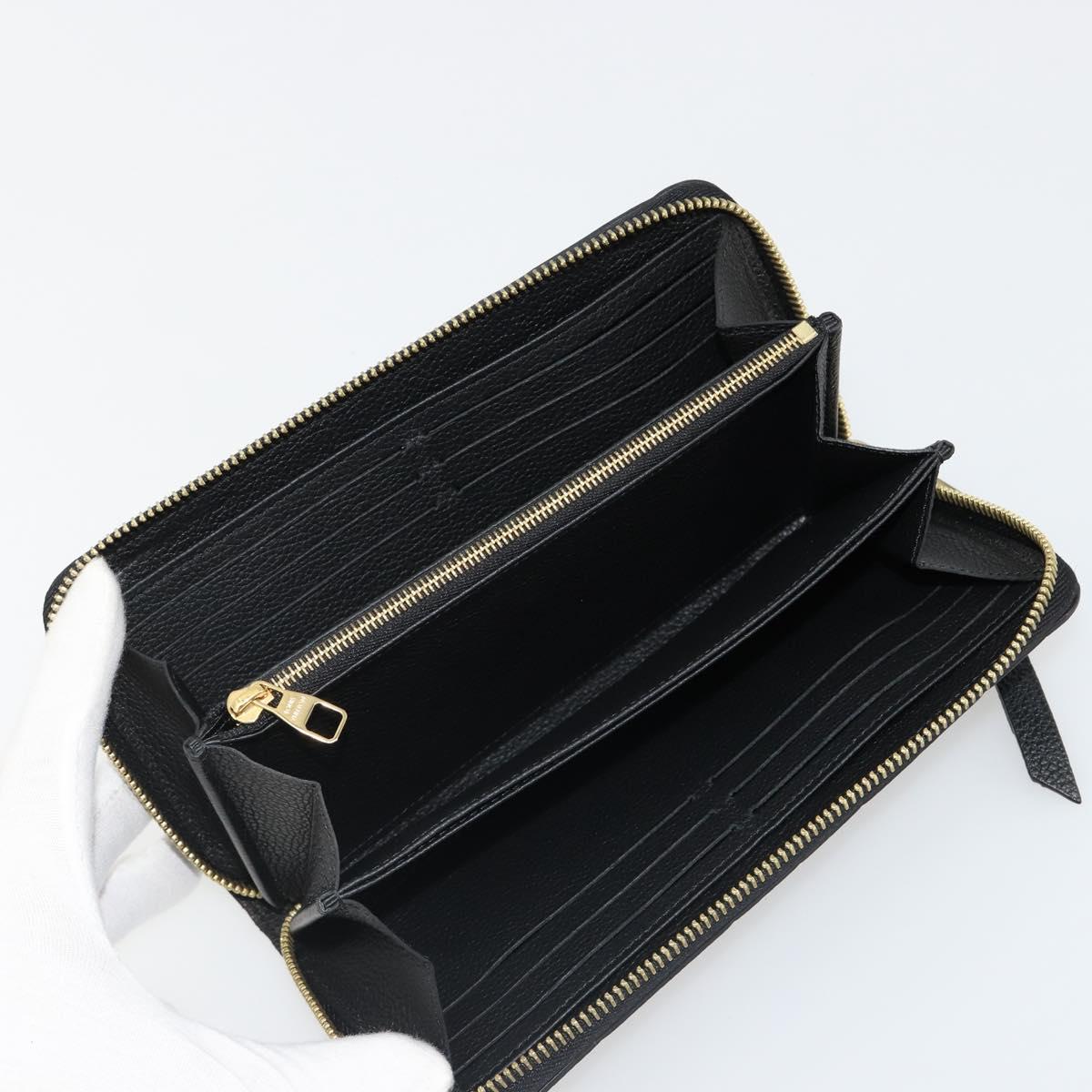 LOUIS VUITTON Monogram Empreinte Zippy Wallet Black M61864 LV Auth 178382A