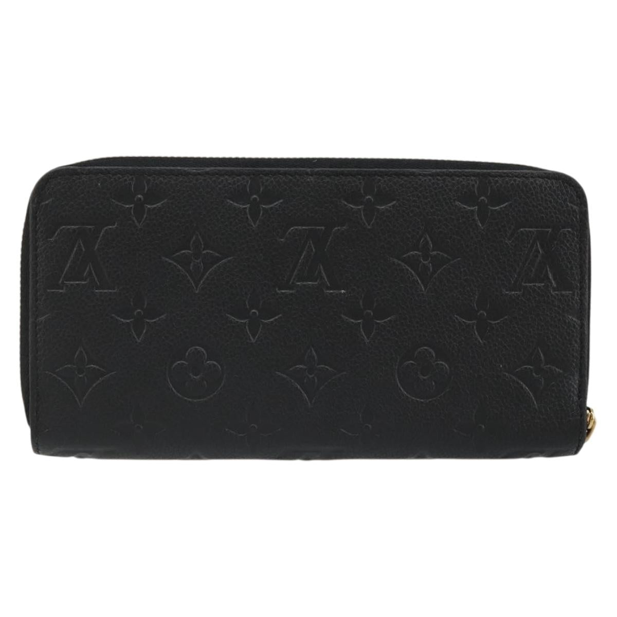 LOUIS VUITTON Monogram Empreinte Zippy Wallet Black M61864 LV Auth 178382A