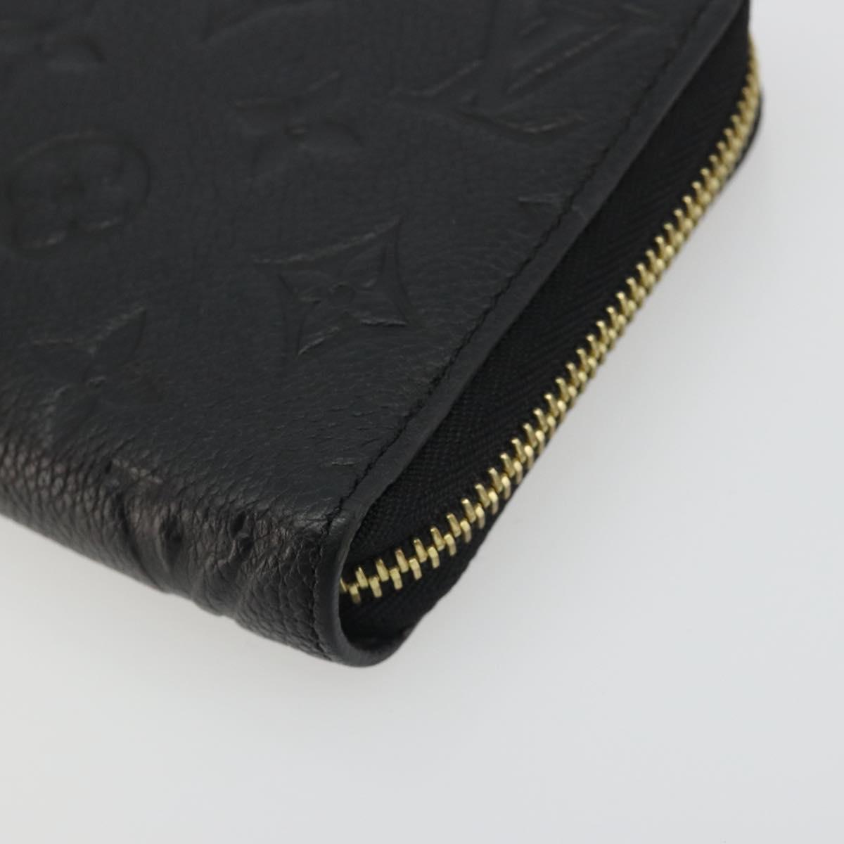 LOUIS VUITTON Monogram Empreinte Zippy Wallet Black M61864 LV Auth 178382A