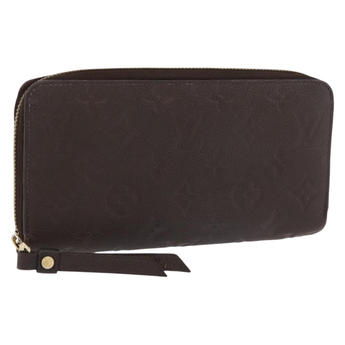 LOUIS VUITTON Monogram Empreinte Zippy Wallet Dark Brown M60548 LV Auth 178383A