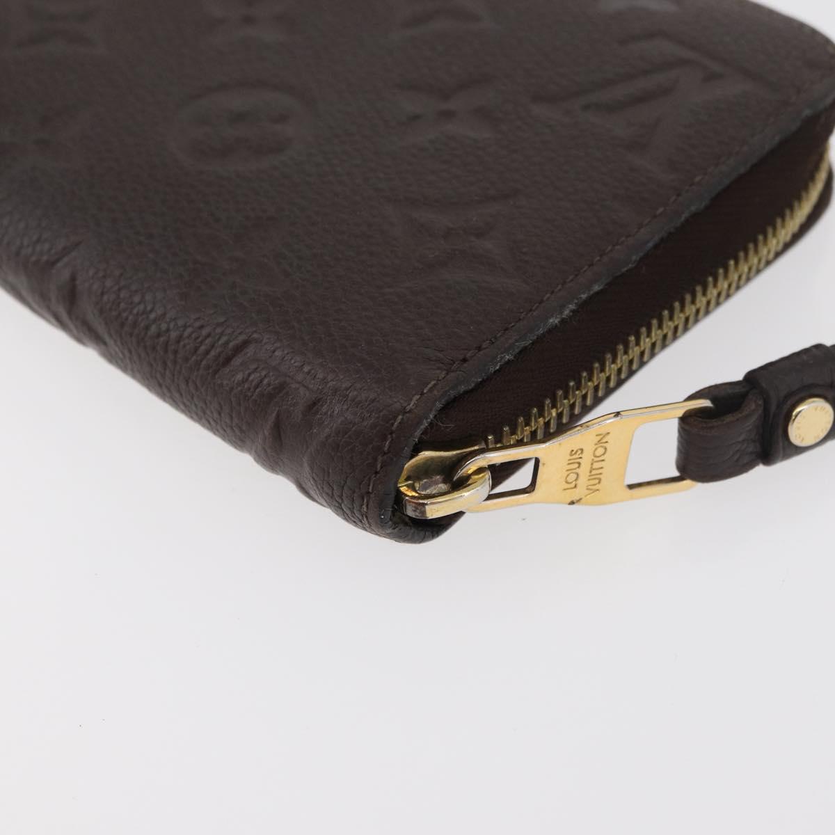 LOUIS VUITTON Monogram Empreinte Zippy Wallet Dark Brown M60548 LV Auth 178383A