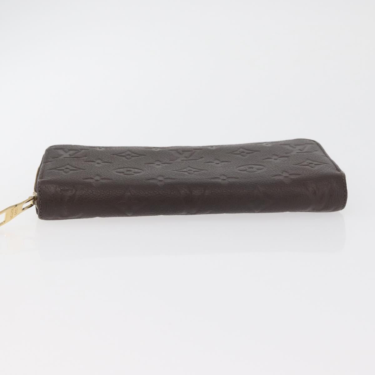 LOUIS VUITTON Monogram Empreinte Zippy Wallet Dark Brown M60548 LV Auth 178383A