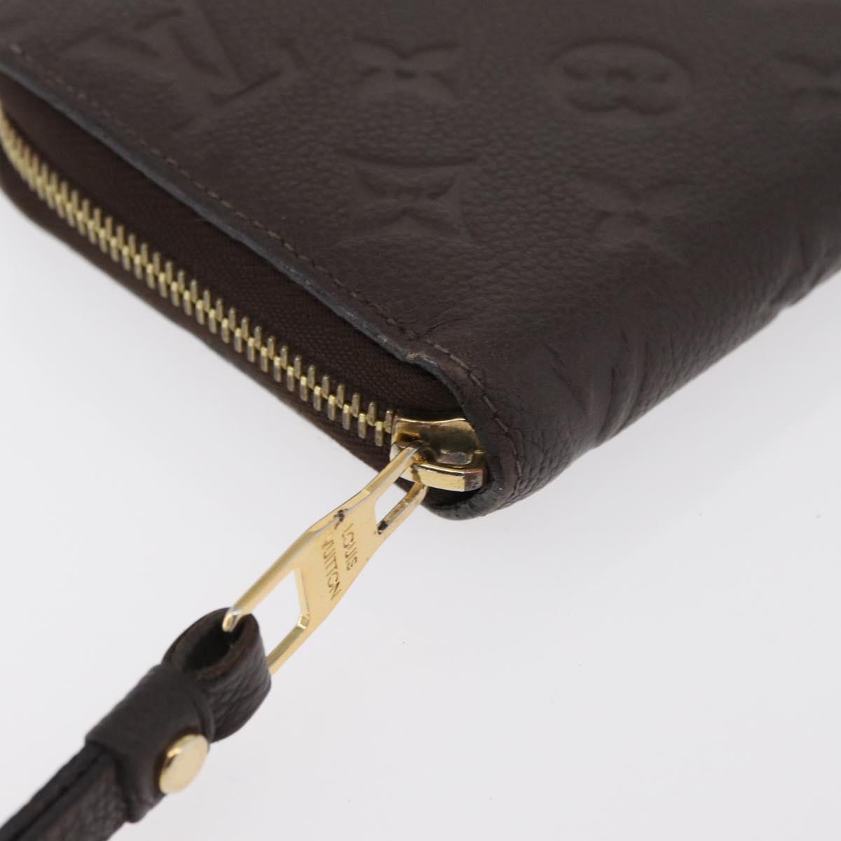 LOUIS VUITTON Monogram Empreinte Zippy Wallet Dark Brown M60548 LV Auth 178383A
