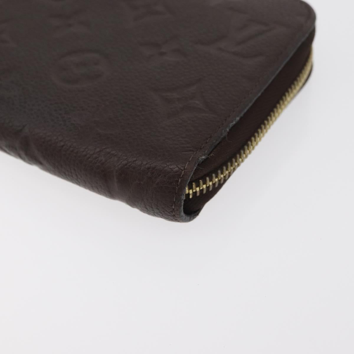 LOUIS VUITTON Monogram Empreinte Zippy Wallet Dark Brown M60548 LV Auth 178383A