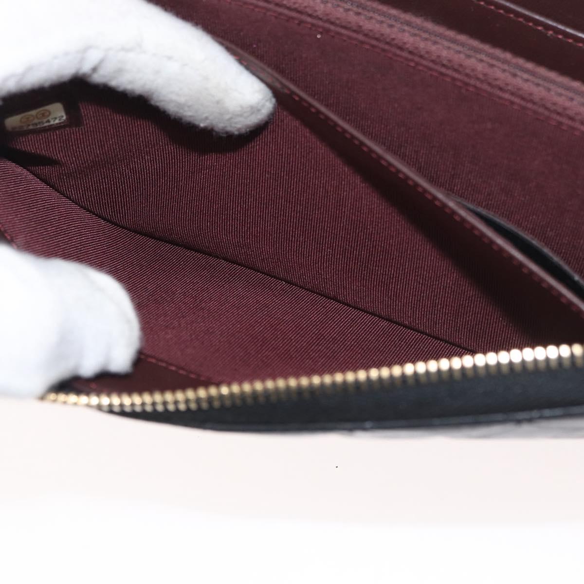 CHANEL Matelasse Long Wallet Lamb Skin Black Gold CC Auth 178384M