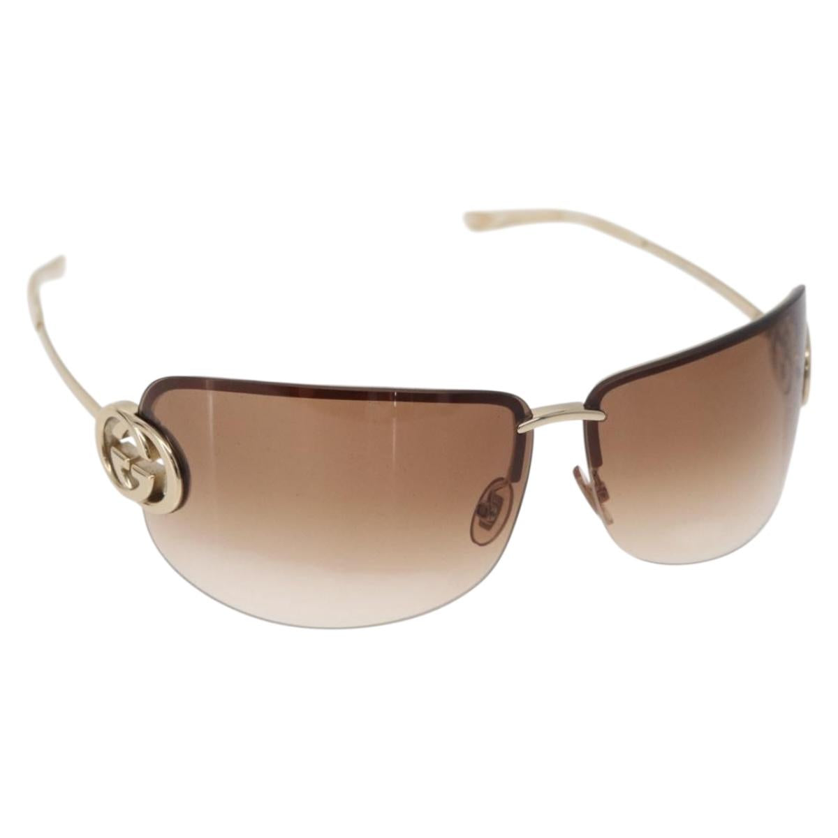 GUCCI Sunglasses metal Brown Auth 178391M