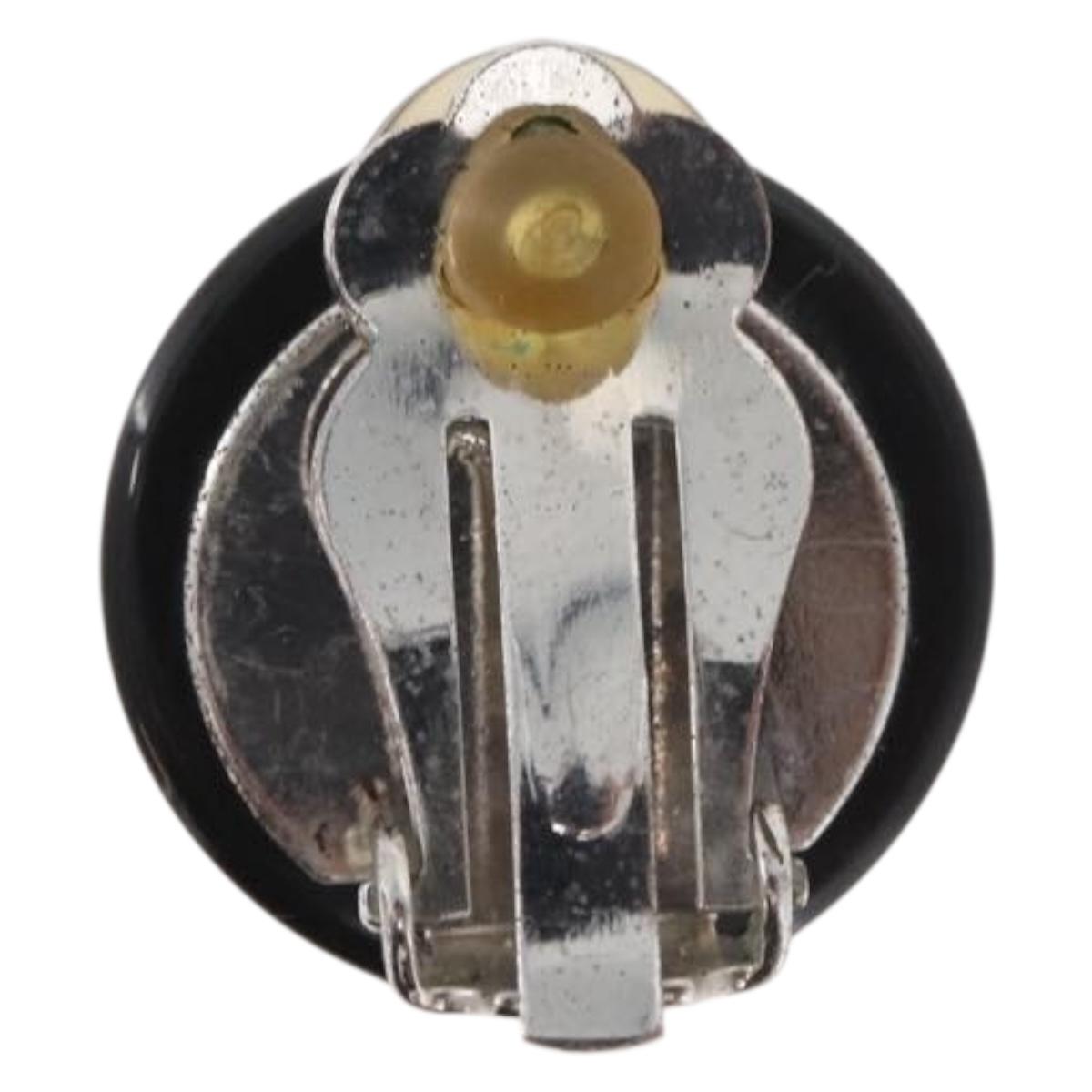 CHANEL Earring plastic Black CC Auth 178395M