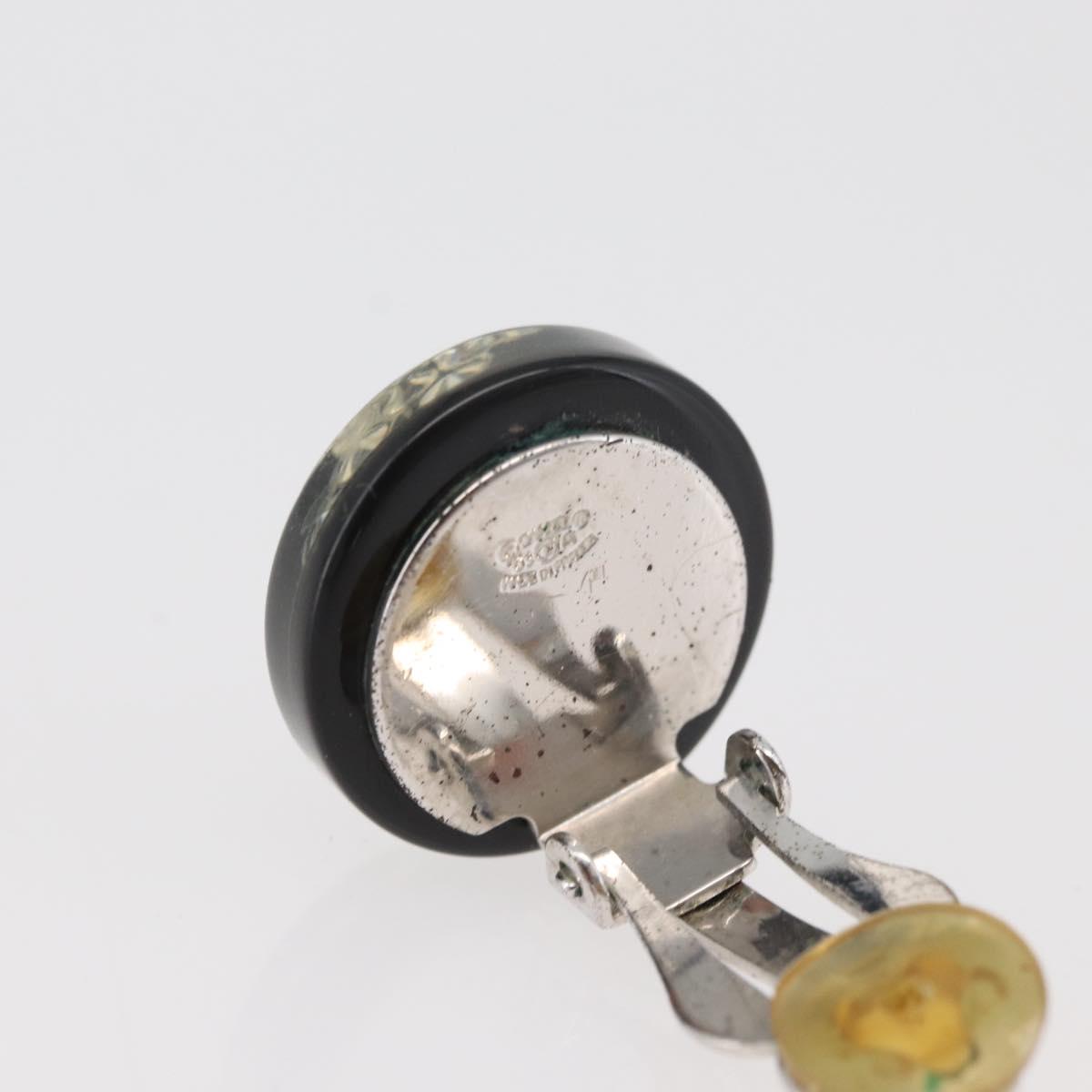CHANEL Earring plastic Black CC Auth 178395M
