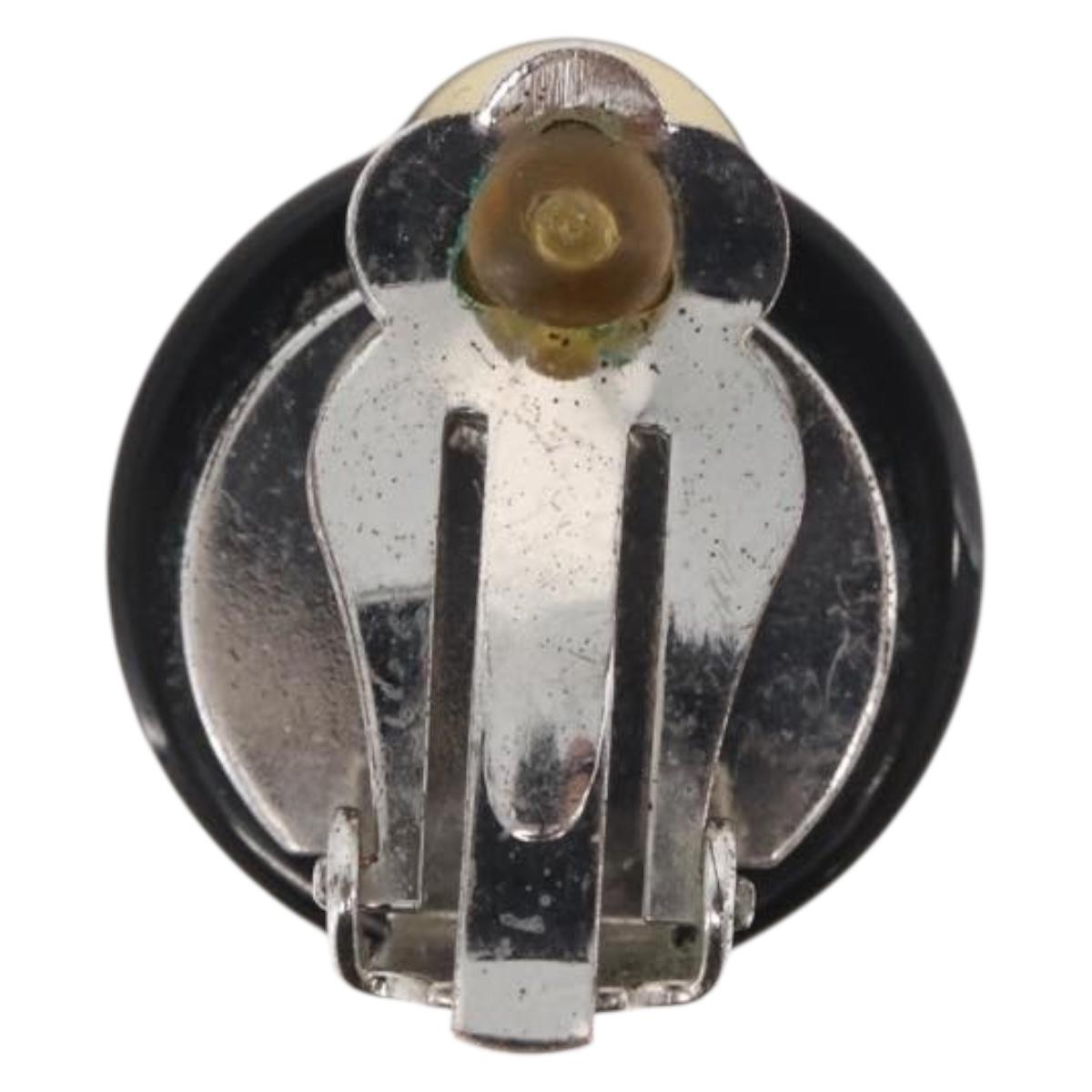CHANEL Earring plastic Black CC Auth 178395M