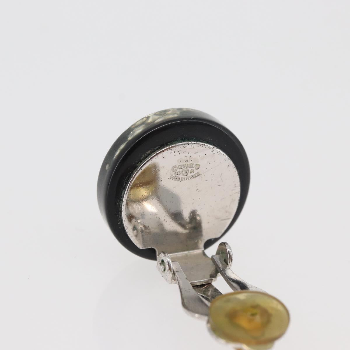 CHANEL Earring plastic Black CC Auth 178395M