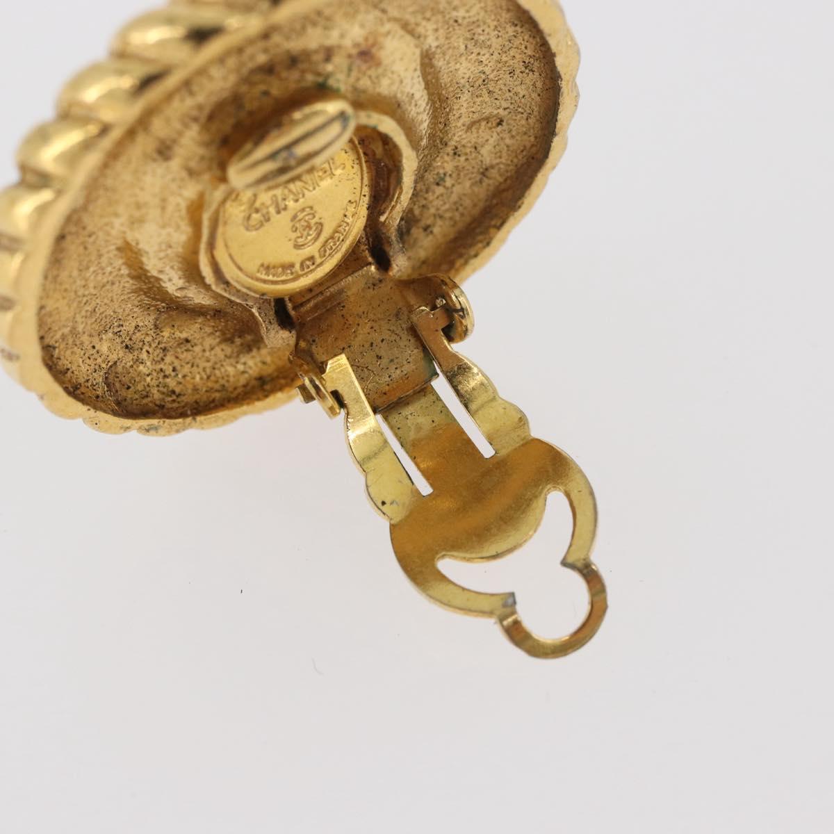 CHANEL Earring metal Gold CC Auth 178397